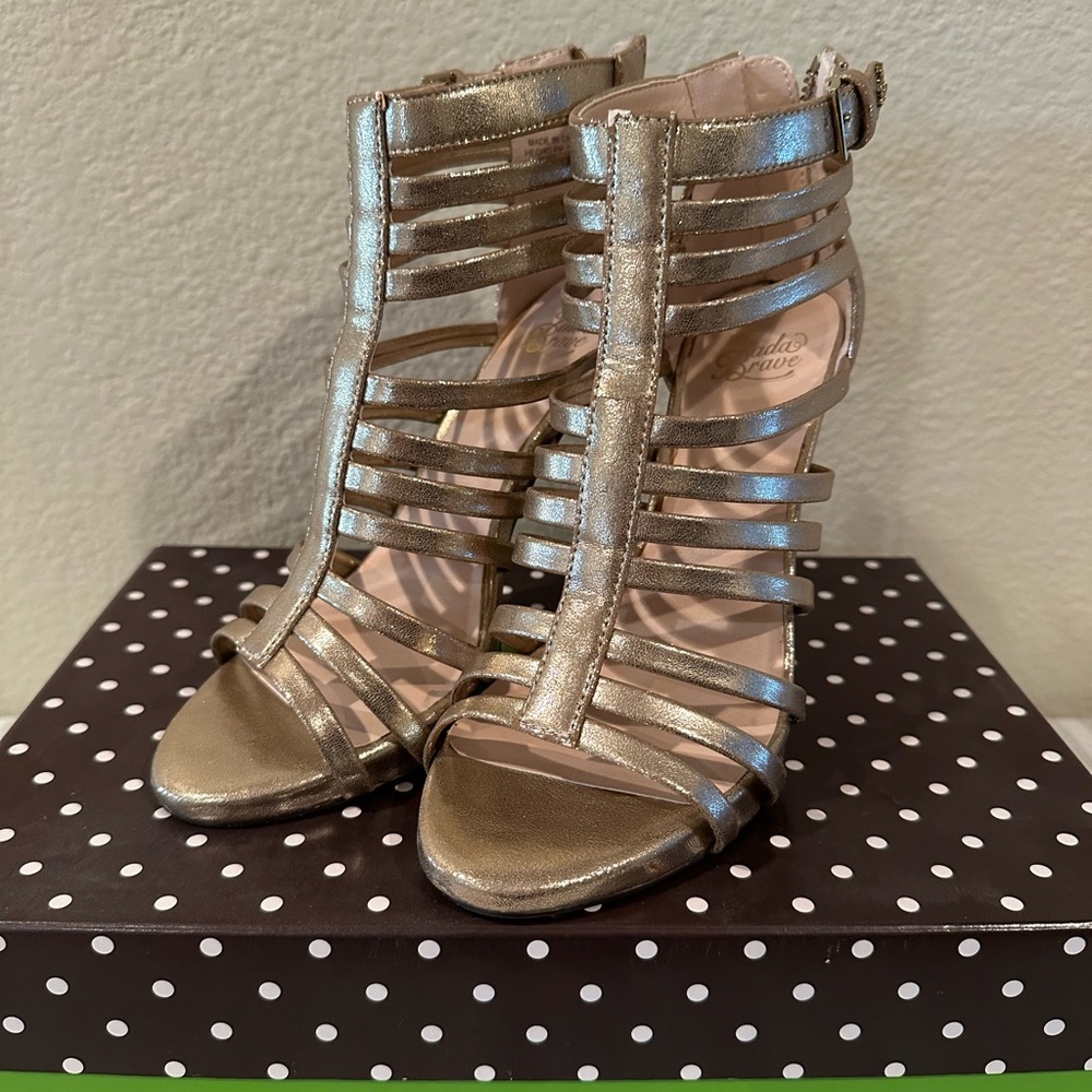 Gold Strappy Heeled Sandals